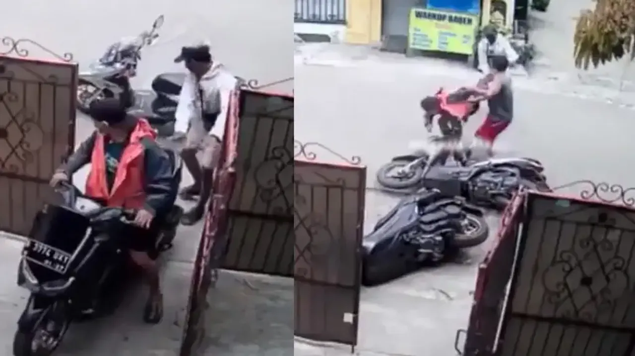 Hilarious failure! Thieves go to steal scooter, end up losing their own while fleeing; watch