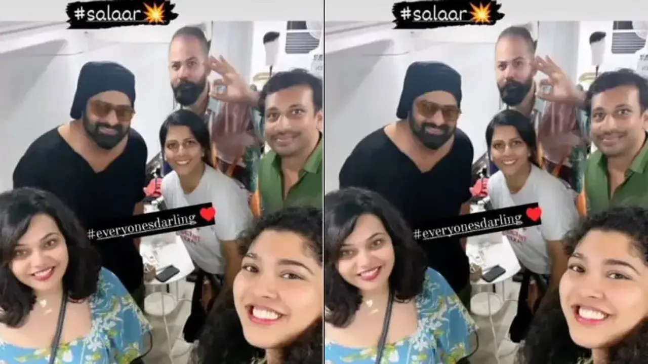 Prabhas looks uber cool as he poses with crew members of Salaar