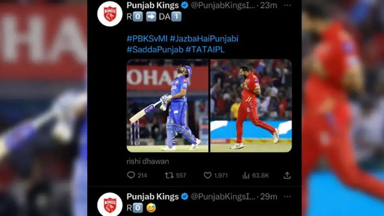 Twitter banter continues as Punjab Kings troll Rohit for scoring duck, MI give befitting reply