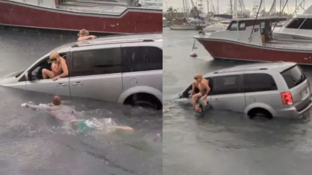 ‘Drunk’ women follow GPS directions, land inside sea; video goes viral