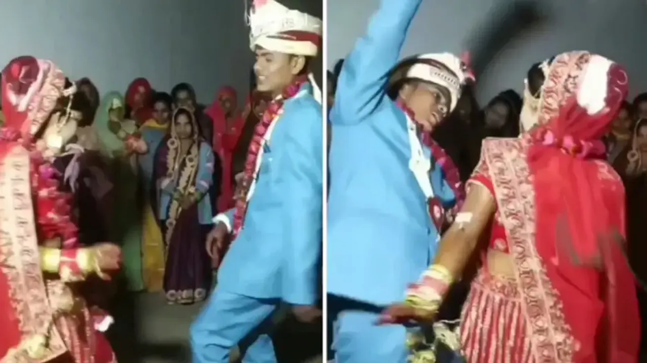 ‘36 ke 36 Gunn’! Bride & groom set stage on fire with their dance moves; watch