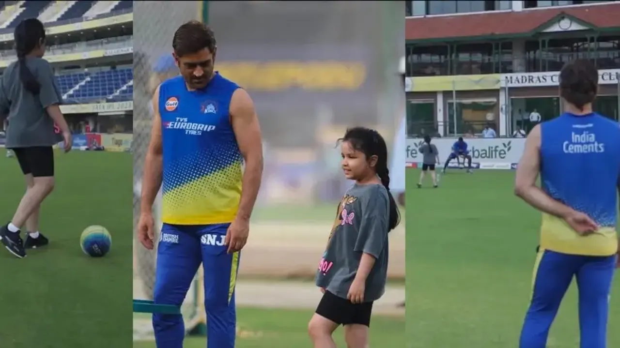 MS Dhoni and Ziva play football