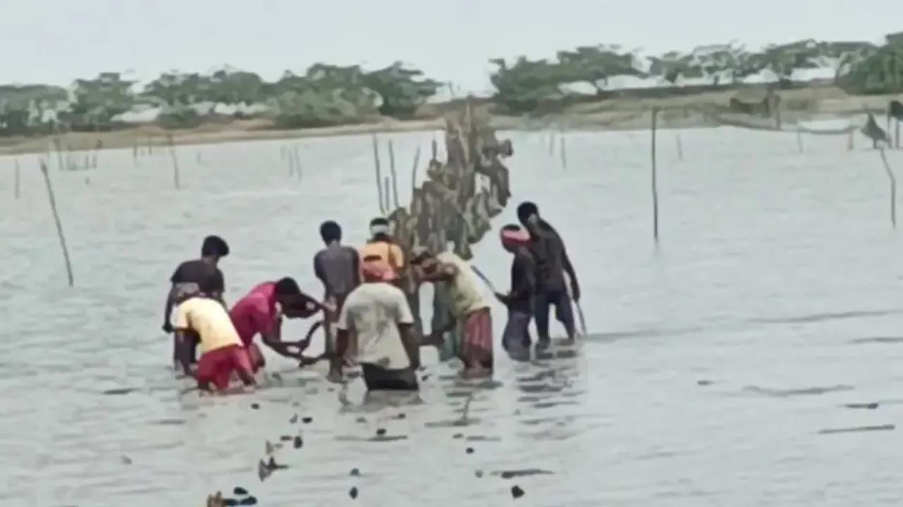 Demolition Of Prawn Gheries In Chilika