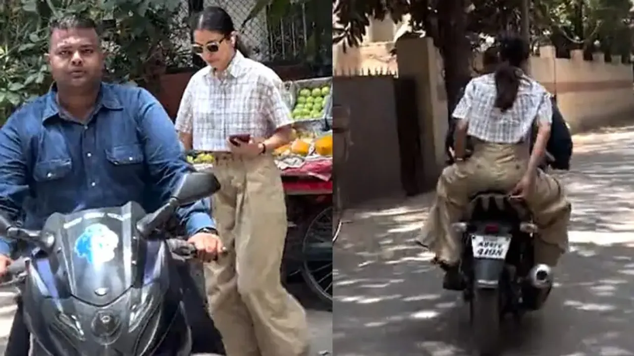 After Amitabh Bachchan, Anushka Sharma takes bike ride in Mumbai; netizens troll actress, watch