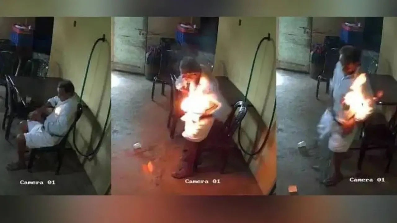 Phone Explodes In Elderly Man's Shirt