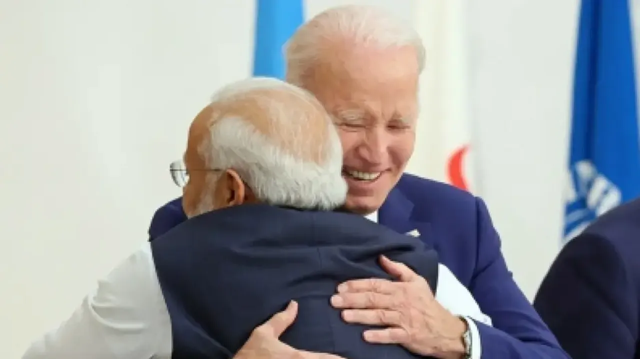 Joe Biden and PM Modi share hug