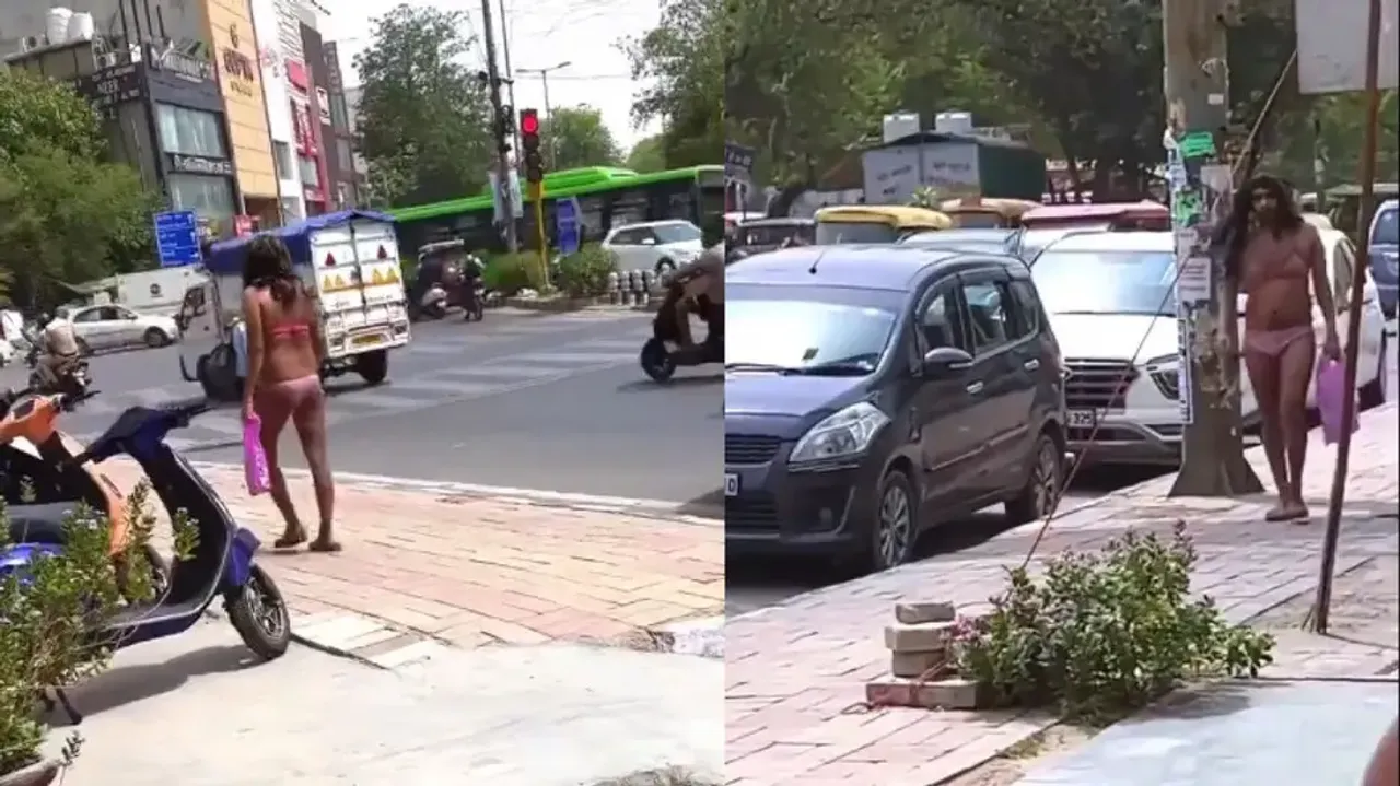 Youth walks on footpath wearing female undergarments, netizens call him male Urfi Javed; watch