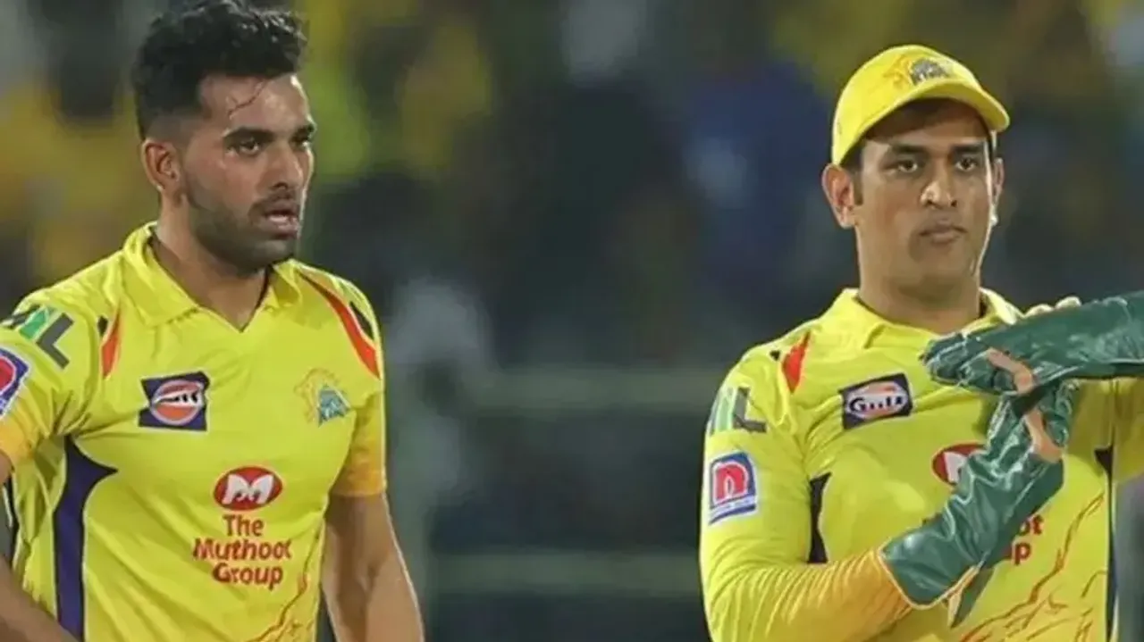 Deepak Chahar and MS Dhoni in IPL
