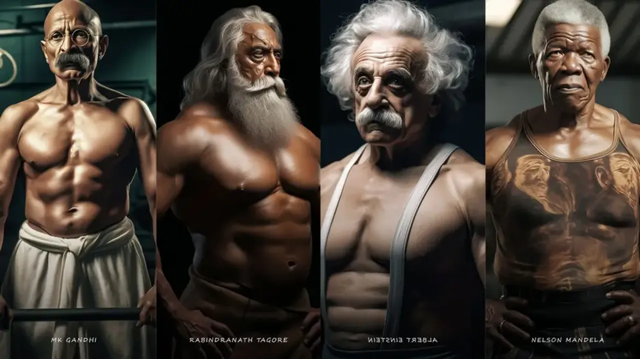 AI's creative revolution: Historical figures hit the gym in mesmerising AI artwork