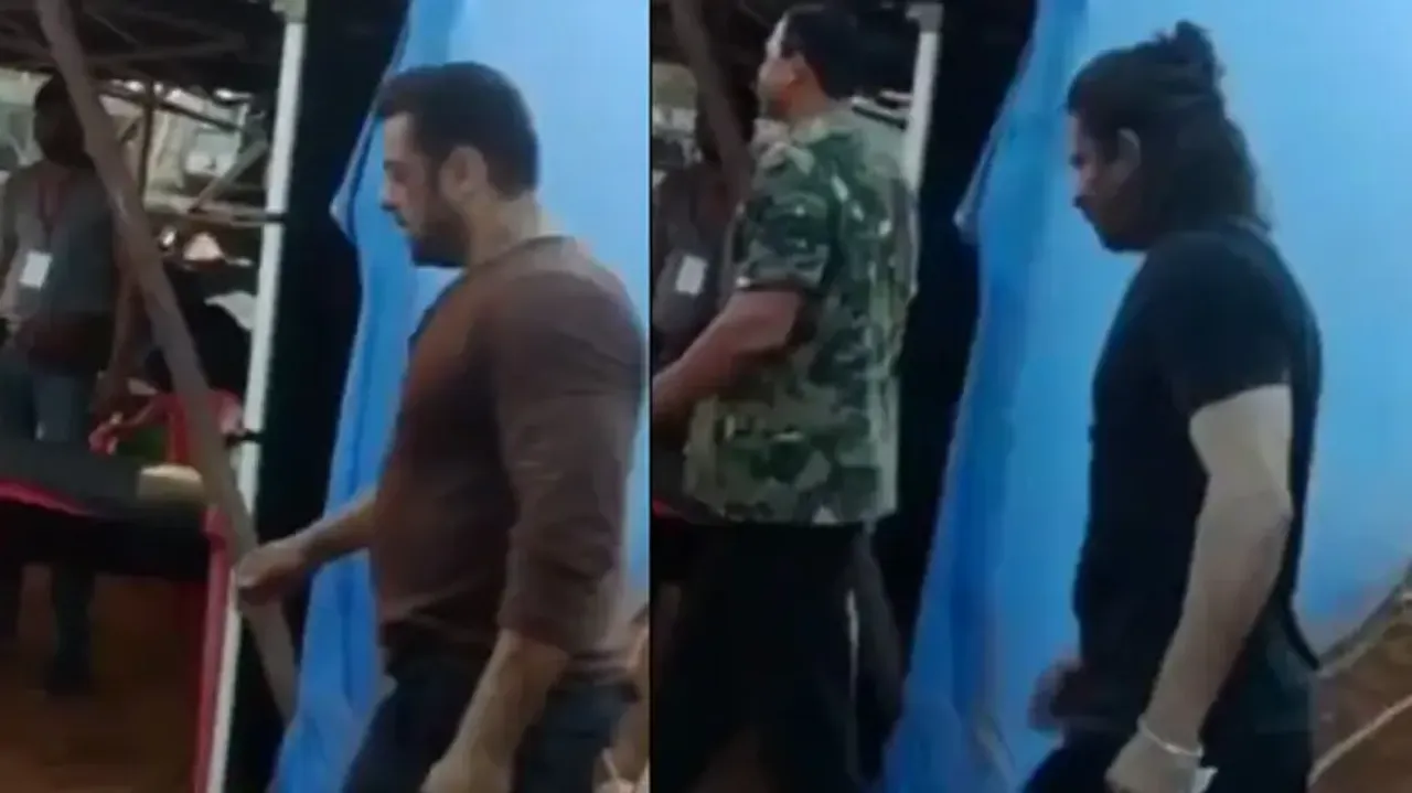 Tiger 3: Pathaan aka Shah Rukh Khan spotted with Salman Khan on sets, video leaked; watch