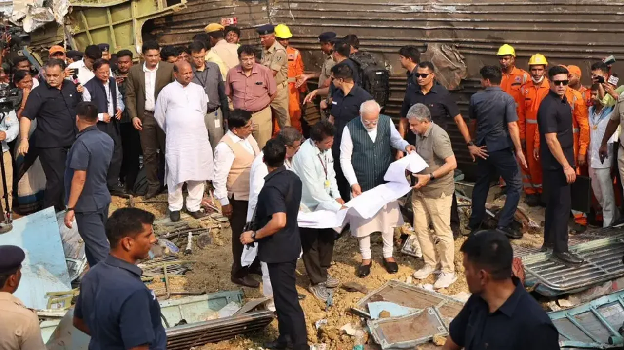 PM Modi inspects train accident site, takes stock of situation