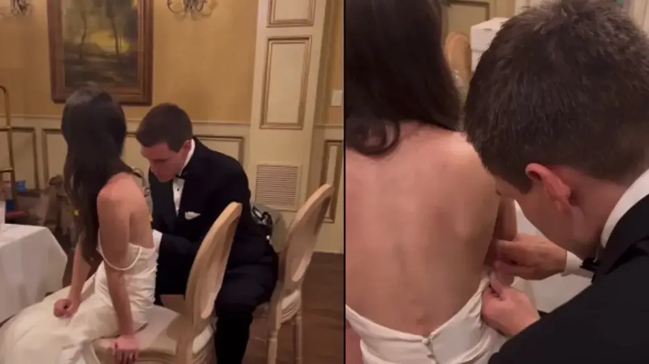 Bride rips her gown on reception day, surgeon groom stitches seamlessly; watch