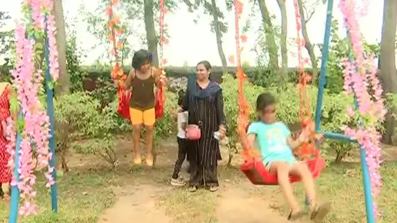 Girls Play During Raja Festival