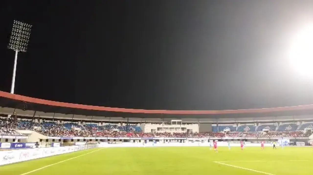 One Of The Flood Lights Go Out At Kalinga Stadium 