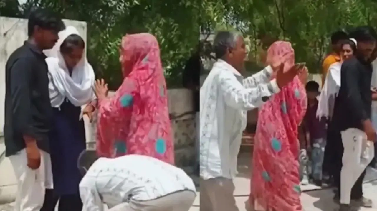 Elderly parents fall at son's feet requesting not to leave home; watch