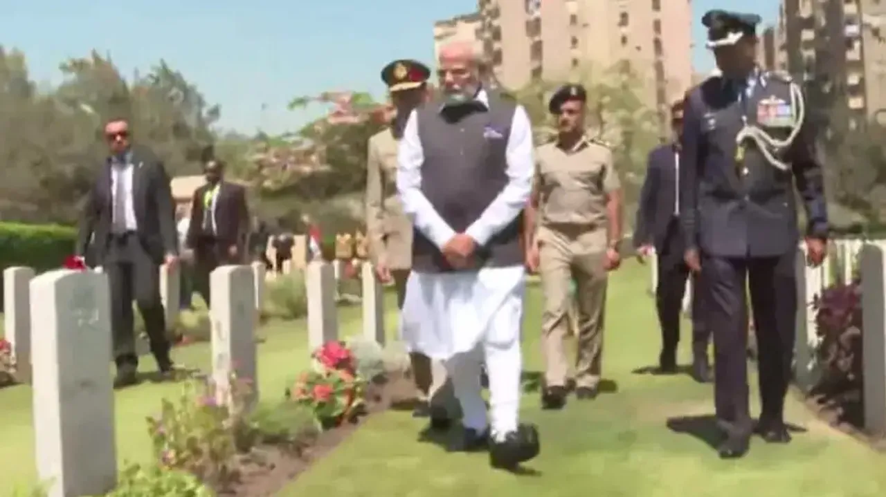 PM Modi visits Heliopolis War Cemetery in Cairo