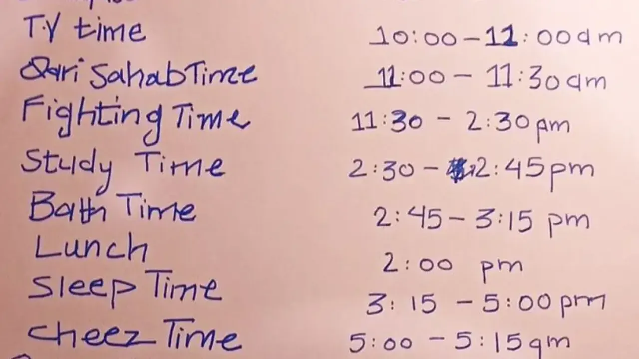 Only 15 mins for studies, 3hrs for fight: 6-yr-old’s hilarious time table goes viral