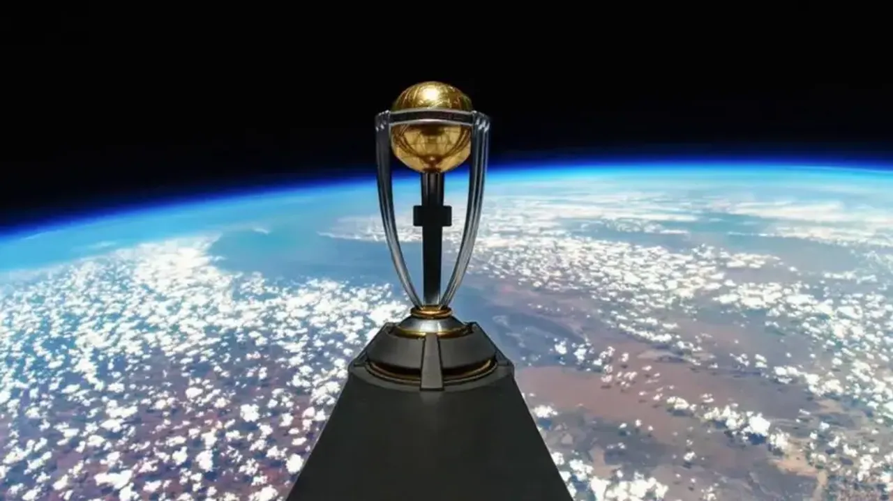 ICC Men's World Cup 2023 trophy launched into stratosphere before tour