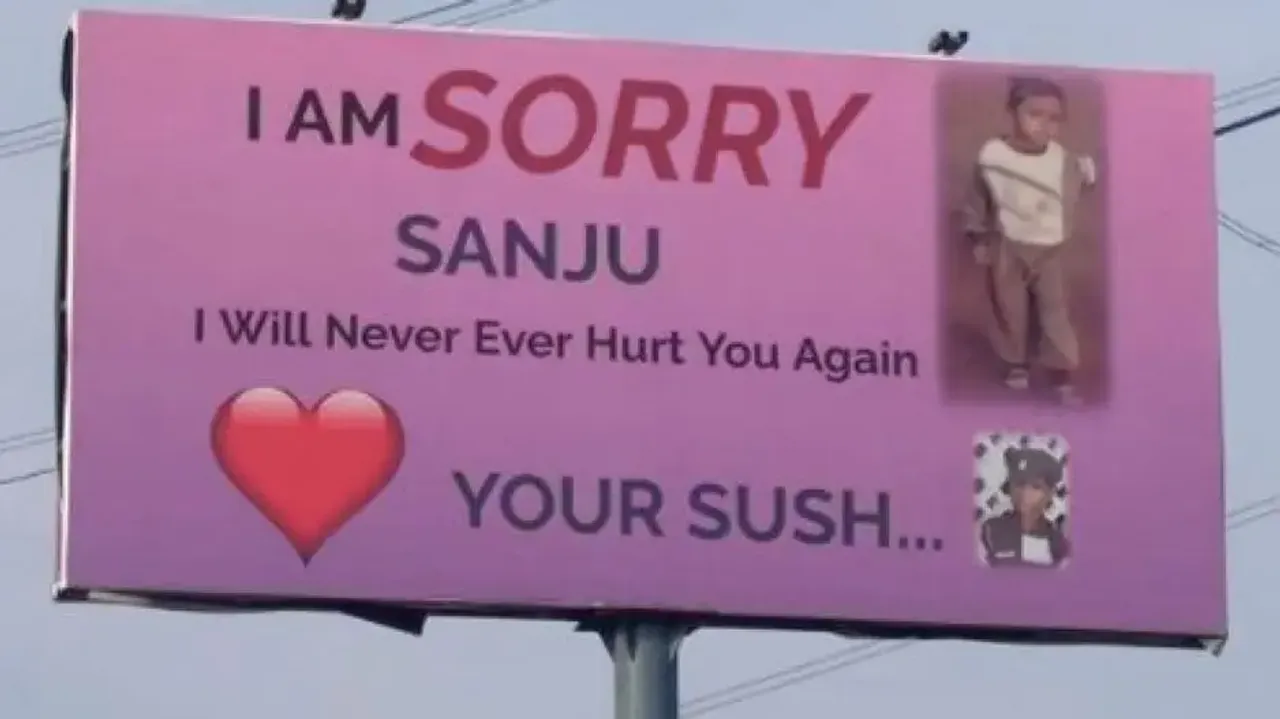 Noida woman puts up massive billboard to apologise to angry boyfriend