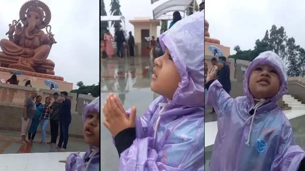 Kid enquiring about Ganpati Bappa’s raincoat