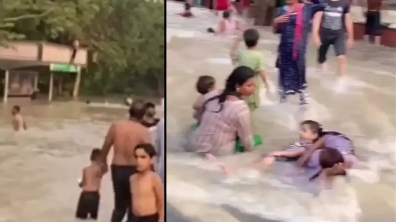 Streets turn water park for public amid flood; watch