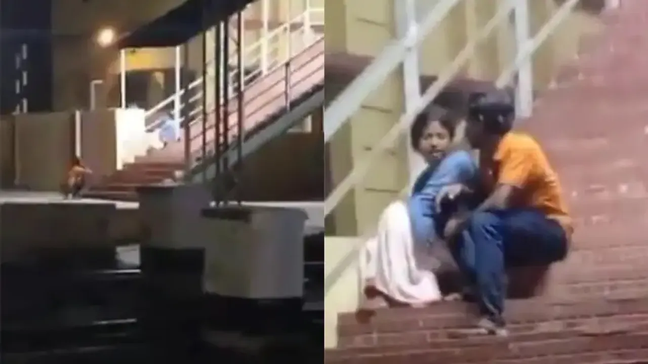 Boy spotted getting punished by girlfriend at railway platform, does sit-ups holding ears; watch