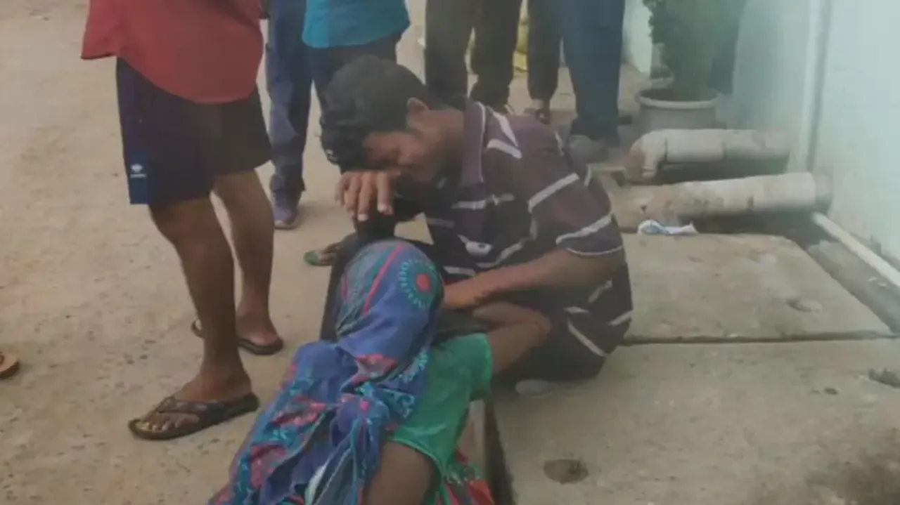 Crestfallen family members of the deceased child