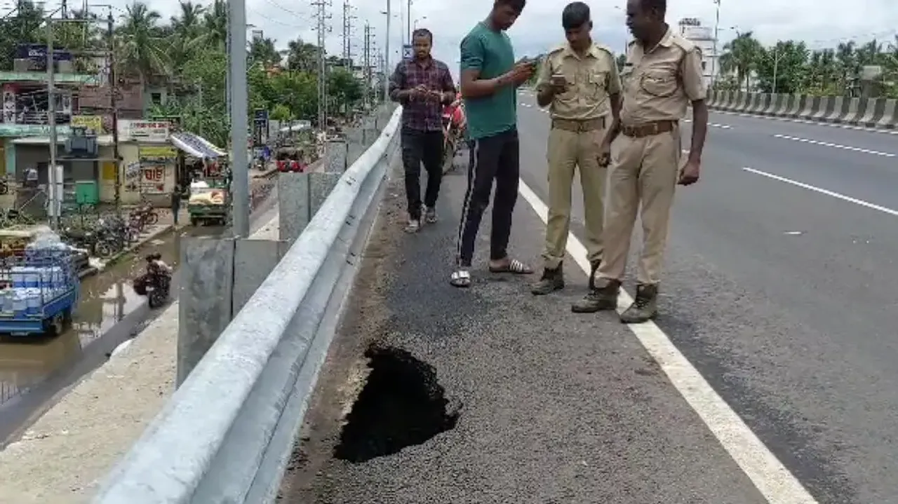 Portion Of Highway caves In Near Bhadrak