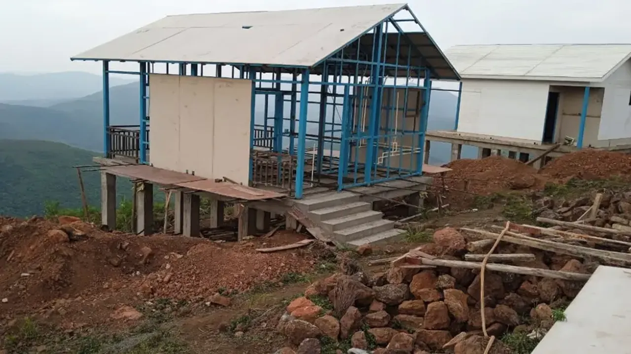 Cottage construction on Deomali hilltop