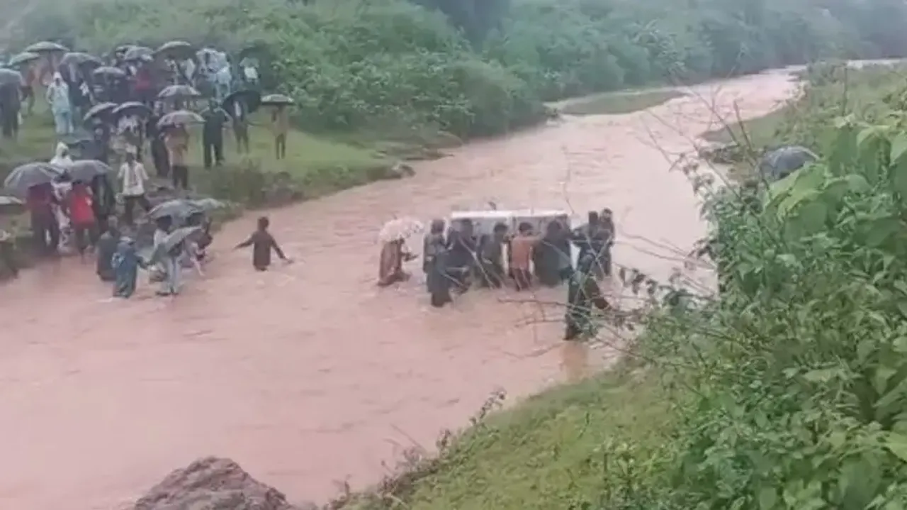 Sans bridge, Koraput villagers take perilous journey through swollen river to reach destinations