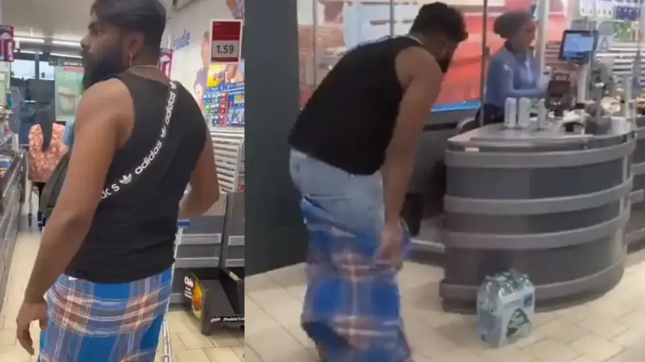 Power of Lungi! Man makes instant ‘jugad’ to avoid paying extra for carry bag at shopping mall; watc