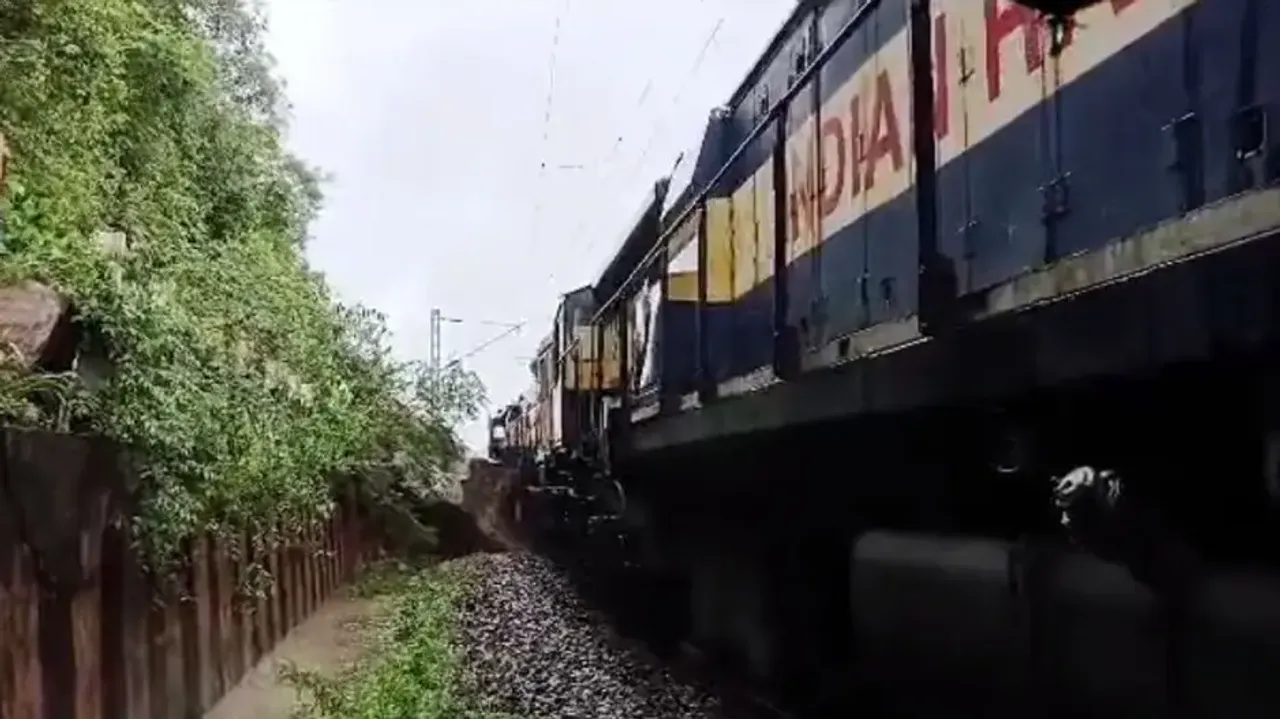 Goods train engine derails in Angul after boulder falls on it