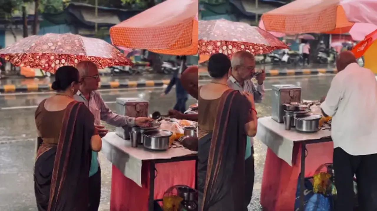 Elderly couple enjoying ‘golgappa date’ on rainy day is the best thing on internet; watch 