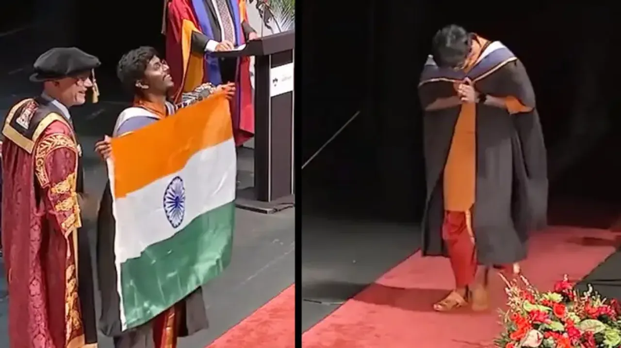 Proud to be an Indian! Graduate student unfurls Tricolour during convocation; watch celebration