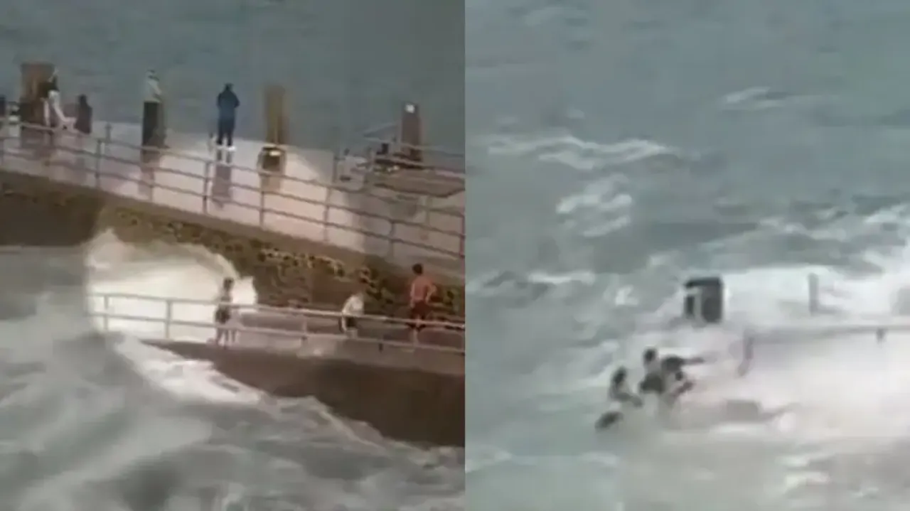 Young girl gets swept away by high tides, quick-action of bystander saves life; watch