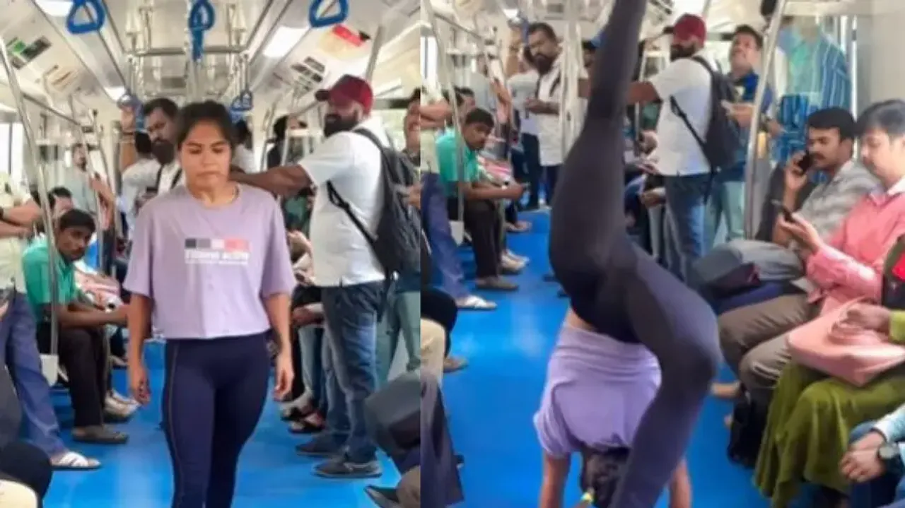 Internet fumes as woman performs somersault inside Bengaluru metro – Watch