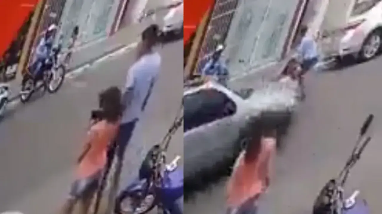 Hero without a cape! Man risks life to save little girl while crossing road; watch