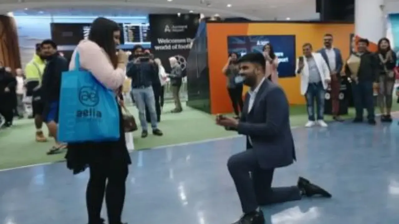 Indian man proposes to girlfriend at Auckland airport in Bollywood style, video goes viral