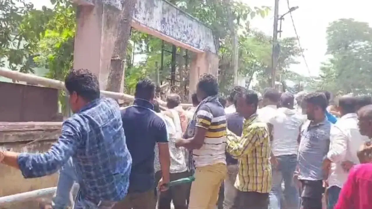 Bipin Pradhan's supporters protest near Digapahandi block office