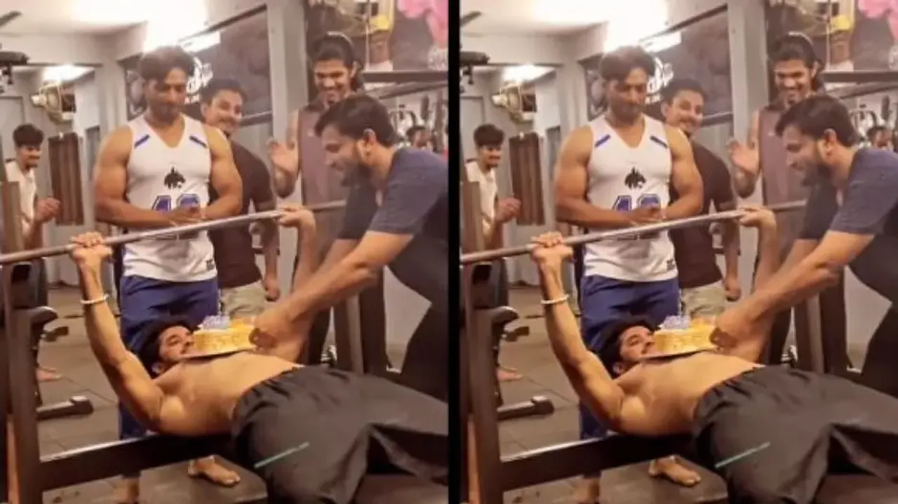 Man celebrates birthday inside gym, cuts cake with barbell; watch bizarre video
