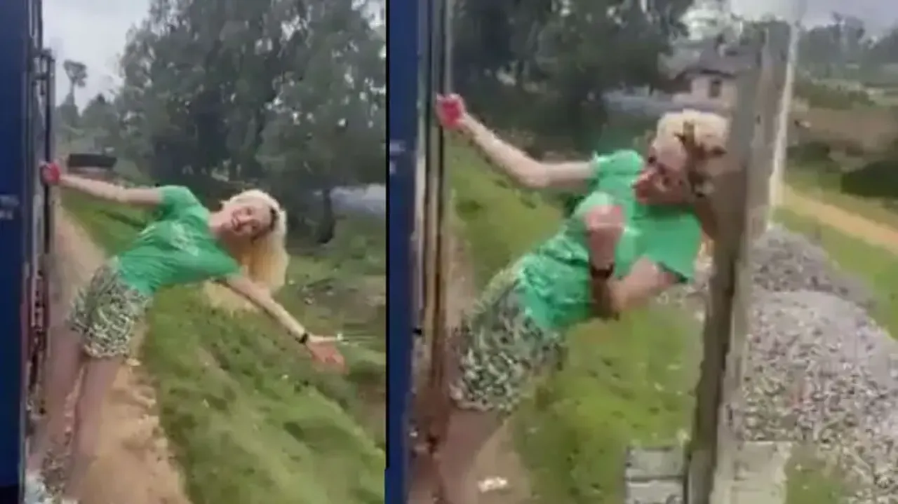 Narrow escape for girl from tragic death during stunt on running train; watch