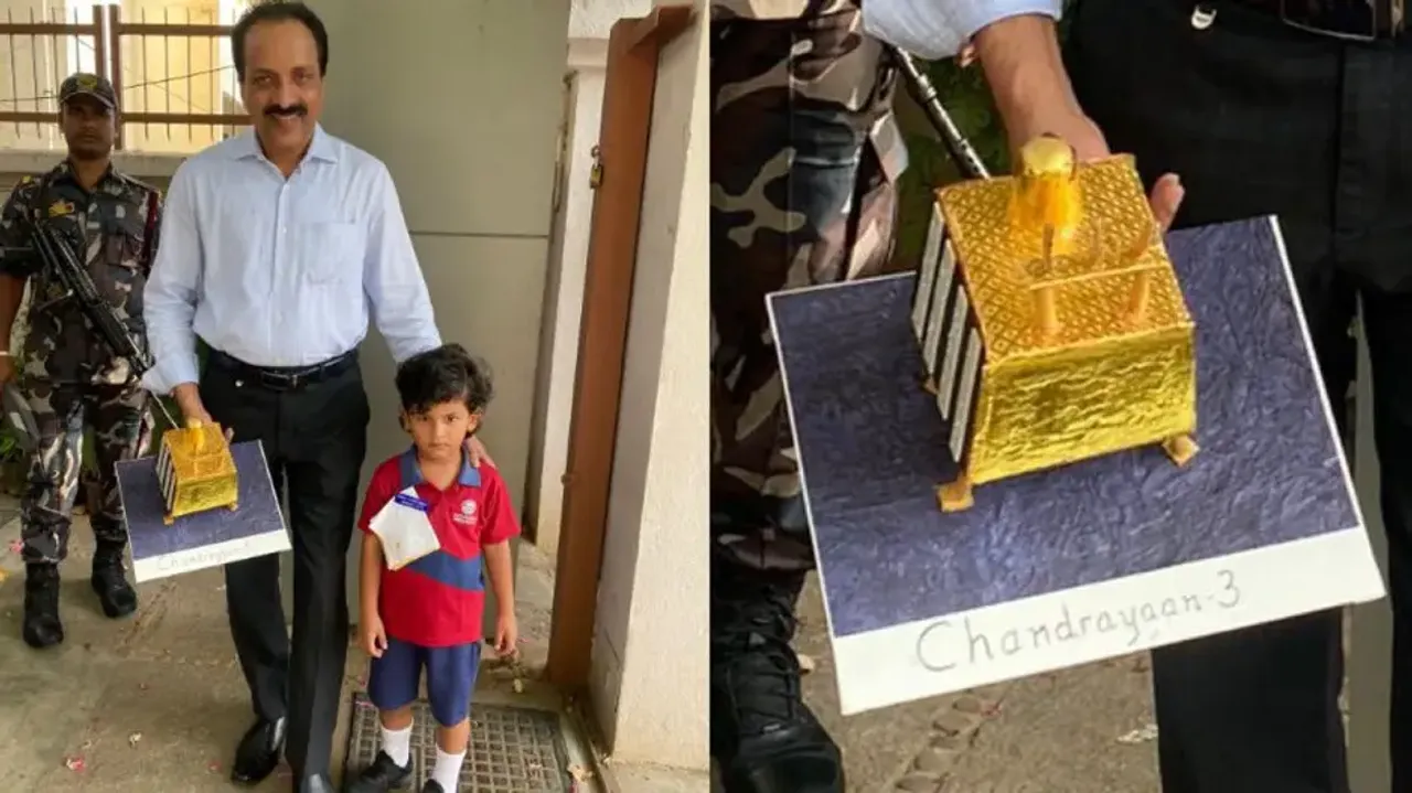 ISRO chief S. Somanath receives handcrafted Vikram lander model from young boy