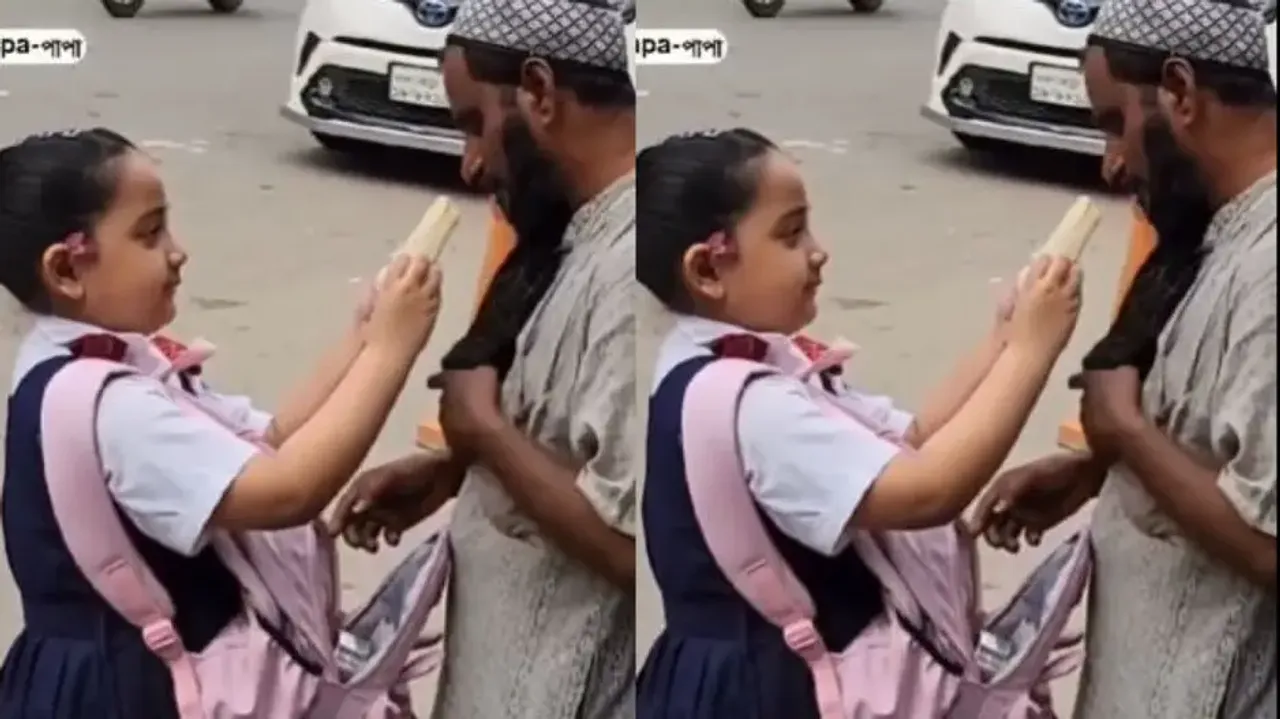Schoolgirl shares her tiffin with blind beggar, heart melting video goes viral
