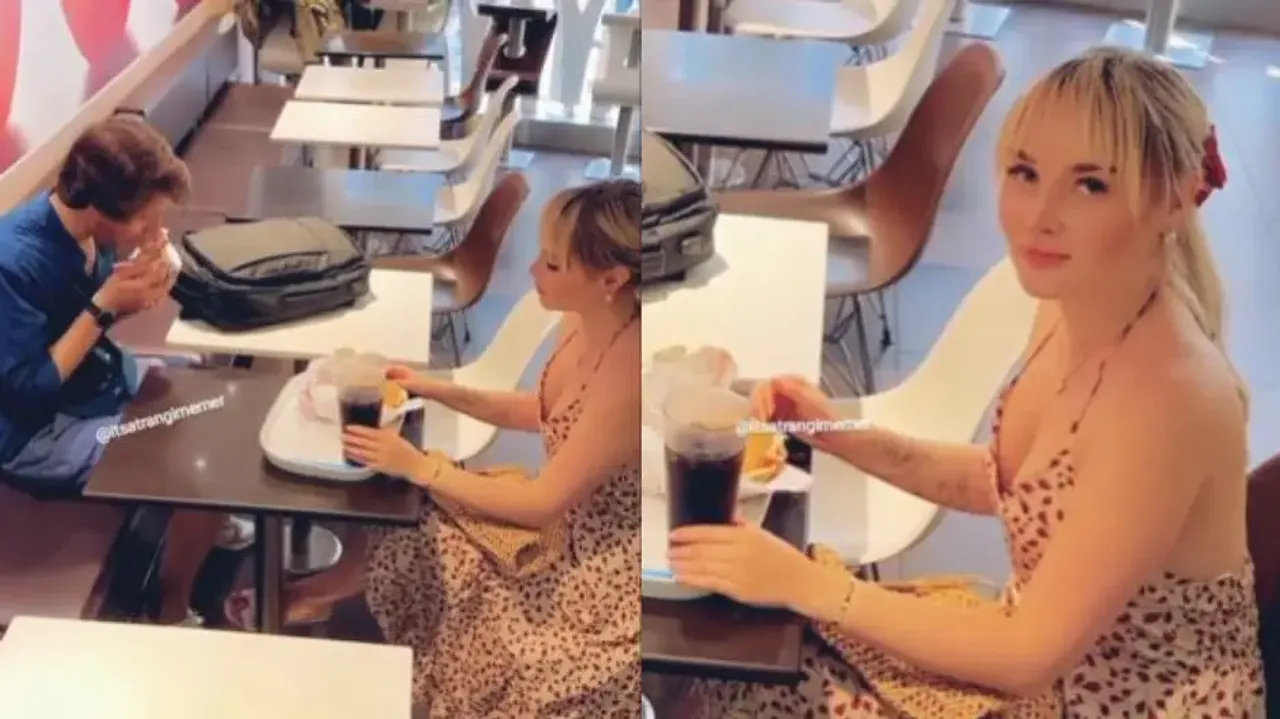 Girl asks youth eating alone in restaurant to join her, wins hearts - Watch
