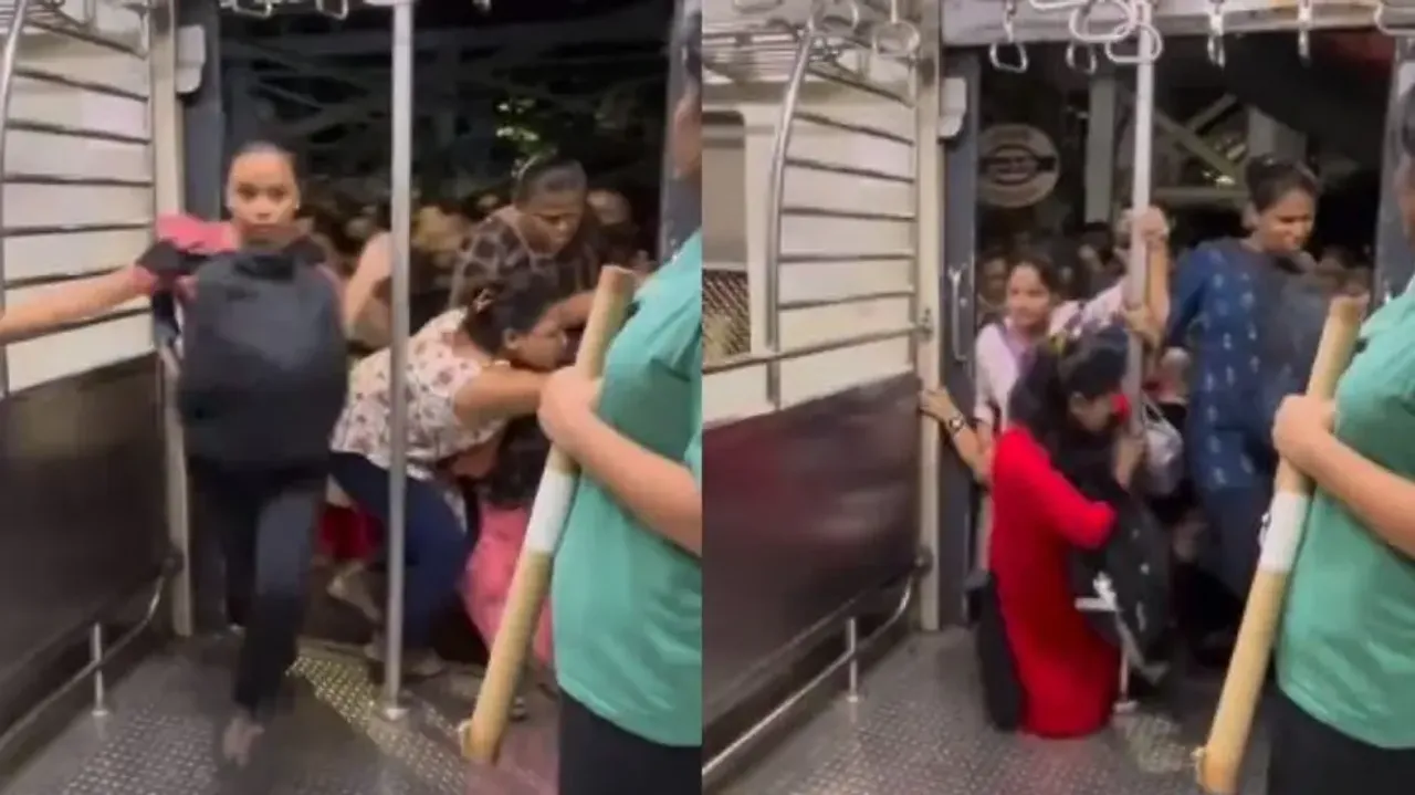 Video of women racing for seats on moving Mumbai local train goes viral; watch
