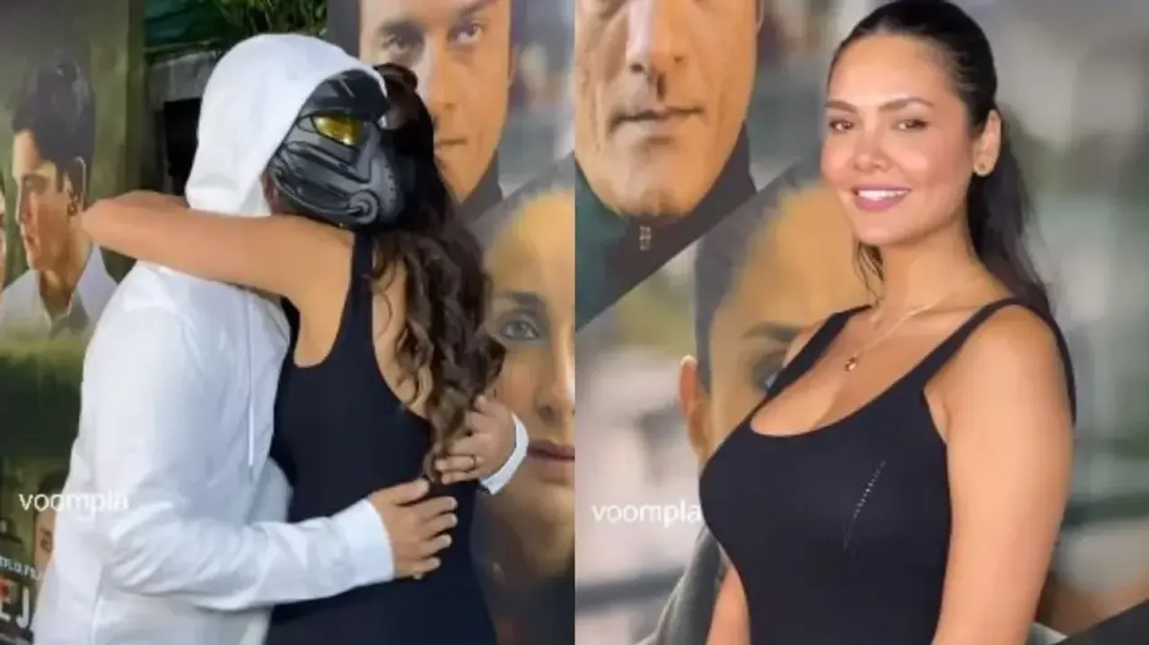 Raj Kundra's warm hug and 'You're So Hot' compliment to Esha Gupta at the 'Jaane Jaan' premiere
