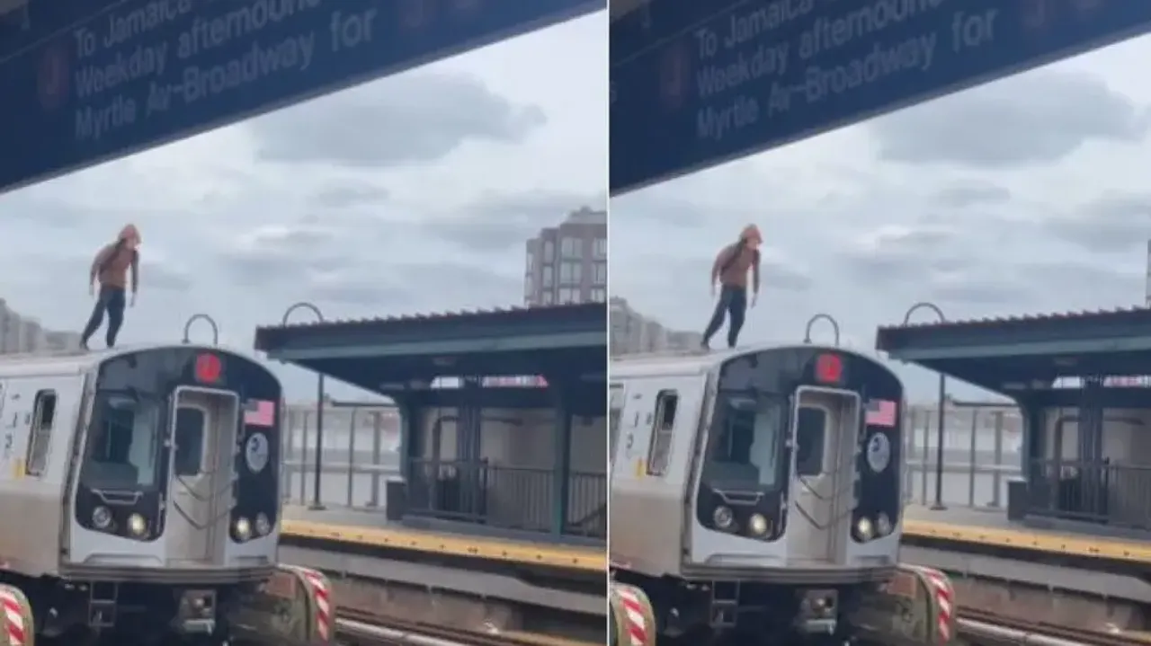 Real Spiderman: Man spotted riding over metro train in New York