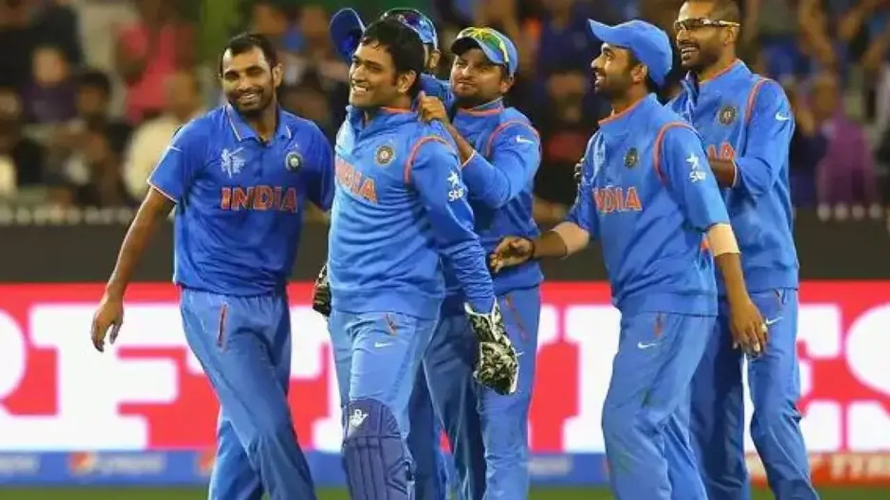 Indian players celebrating a wicket