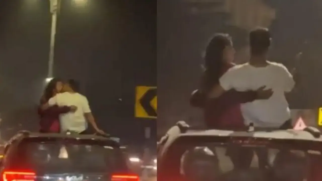 Couple's romance on moving car roof sparks debate, video goes viral