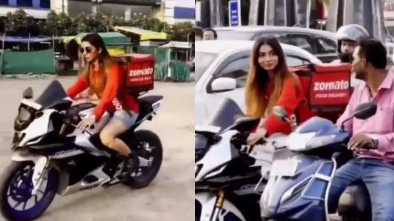 'Zomato delivery girl' riding bike in stylish modeling look; here's the truth behind viral video 